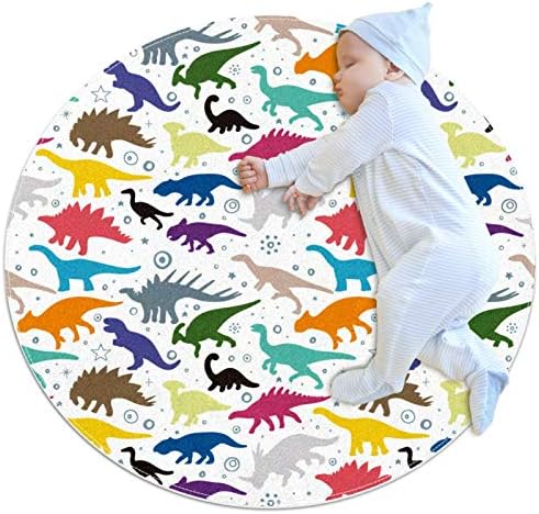 Анилино шарен диносаурус под подот тепих Детски декорација околу меки килими за дневна соба спална соба расадник за ползи игра, игра, 27,6х27,6in