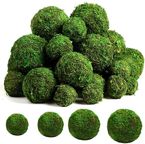 Јунсаилинг сет од 36 природни зелени топки за декорација на мов, рачно изработени сфери на топката со мов, мов вазни полнила за Божиќна градина