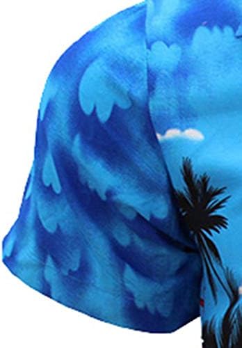 ЗННЕ Краток Ракав Хавајски Кошули За Мажи, Лето Печатени Блузи Редовни-Одговара Повик Лабава Плажа Копчето Надолу Алоха Кошула
