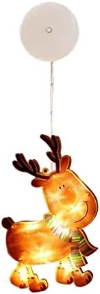 Мини стапчиња 1 инчи Божиќен прозорец аранжман пијалок виси светла LED жица светла Санта снежен човек Божиќ за декорација на Божиќ 2022