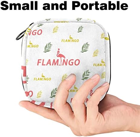 Комплетна торба за складирање на санитарна салфетка Фламинго, торба за менструален период за тинејџери, носител на подлога за доење,