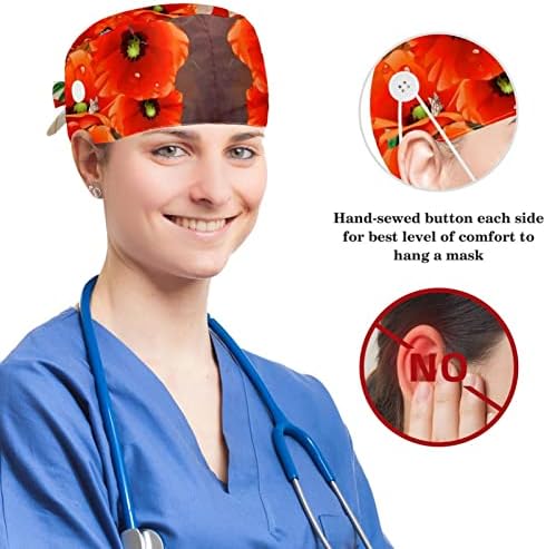 Медицинска медицинска сестра капачиња жени долга коса, свежи чадори модели прилагодливо работно капаче со копче и лак за коса