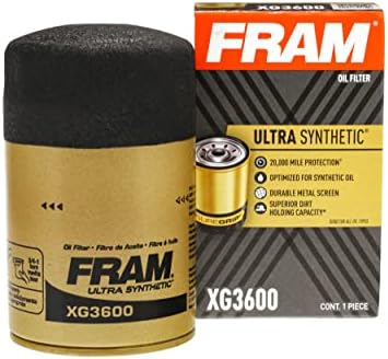 Fram Ultra Synthetic Automotive Filter Filter Oil, дизајниран за промени во синтетичко масло што трае до 20 килограми милји, XG3600