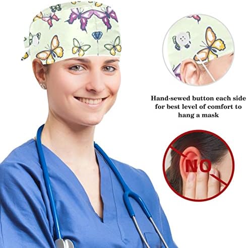 yoyoamoy прилагодливо работно капаче со копче памук џемпери пеперутки рустикален стил хирург капа за жени