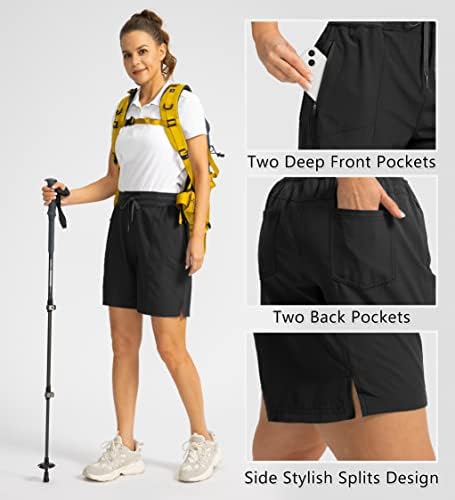 Sunенски женски пешачки шорцеви со 4 џебови долги 7 инчи долги суви атлетски шорцеви за голф за жени случајно лето