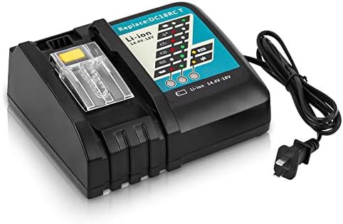 Полнач за батерии за замена на батеријата DC18RC 18 Volt Компатибилен со Makita 14.4V-18V LXT батерија литиум-ION BL1815 BL1830
