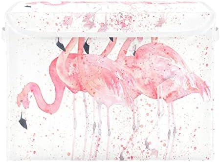 иневгого Акварел Фламинго Розови Канти За Складирање Со Капаци за Организирање Преклопливи Канти за Складирање Со Рачки Оксфорд