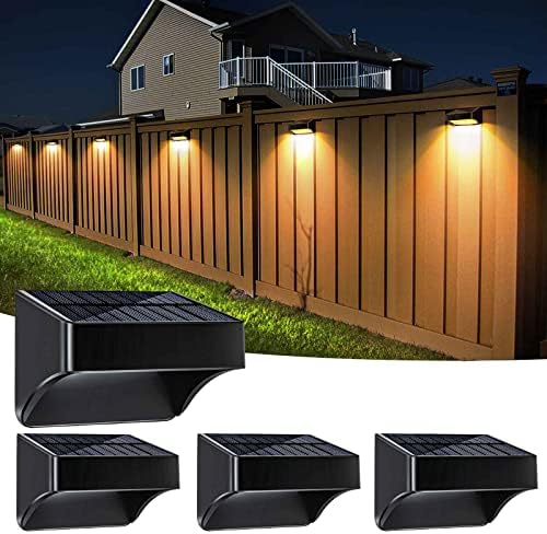 Амилуо соларни огради светла 4 пакувања, соларни wallидни светла на отворено IP65 водоотпорна ограда соларна светлина, топла