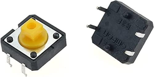 Микро прекинувачи на Берисун 500pcs PCB тактилни прекинувачи 4 пински жолти квадратни SMD Mini Push TACT TACT SWITCH 12 * 12 * 7,3