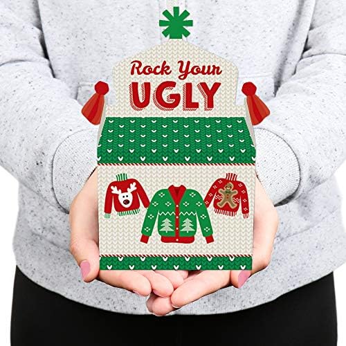 Голема точка на среќа грда џемпер - третирајте ги забавите на кутијата - празнични и Божиќни забави Гуди Гејбл кутии - сет од 12