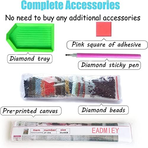 Eadmiey 5d Diamond Sainting Kits Дизни за возрасни, дијамантска уметност боја со дијаманти, DIY сликарство за сликање по број со Gem