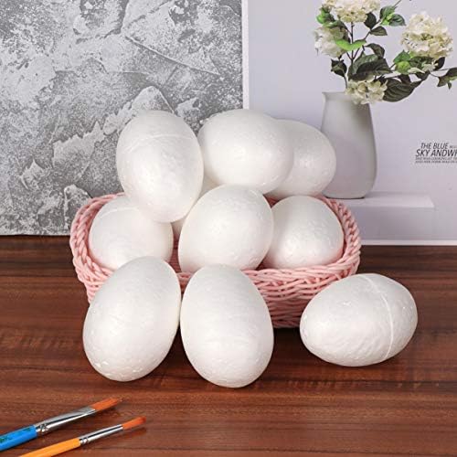 Sewiroro бел декор 50 парчиња Велигденски занаетчиски јајца бели полистирен пена јајца мазни мешани занаети правејќи јајца за велигденско дрво украси топки во форма на