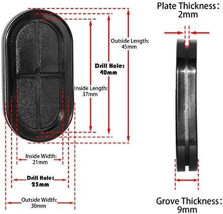 Flyshop Black 25 x 40mm, 1 x 1-9/16 овални гумени громи, синтетички гума за заштита на жицата за заштитен ид за заштитен ид, двостран, 4-пакет