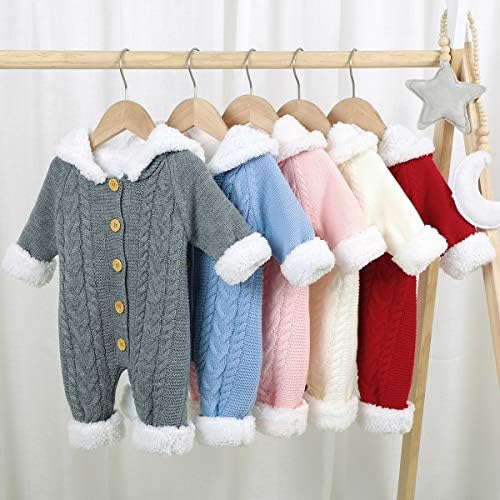 Комби за бебиња со качулка, дете, дете плетен ромпер памук со долги ракави со едно парче покритие