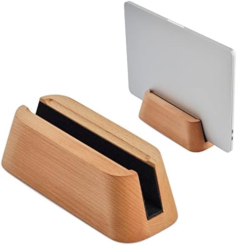Вертикален лаптоп на Laptop од дрво, држач за лаптоп за биро компатибилен со MacBook Pro Air површини, Дебелина на слот за складирање
