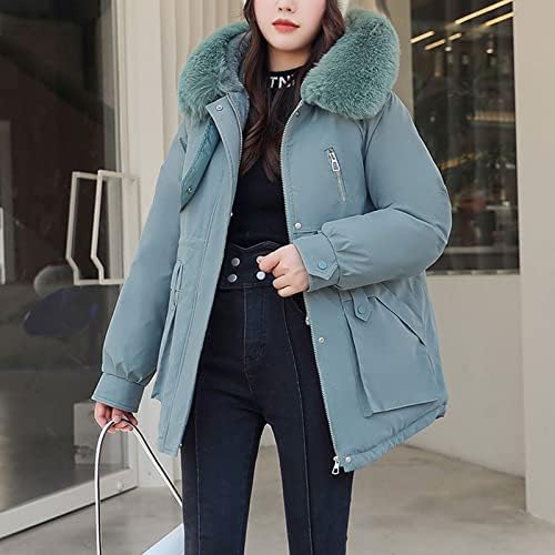 Есен зимски долги јакни за жени пуфер целосна патент преголема јакна топло задебелен палто за надворешна облека со влечење на половината