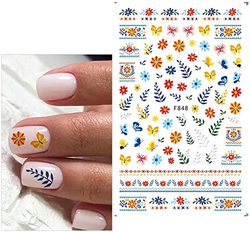 ДЕЦА НА ДЕЦА НА ДЕЛОВИ НА ДЕЛАЦИЈА НА ДЕЦА ДЕЦАЛ 3Д само-лепење на ноктите за нокти 10 видови на цветен дизајн акрилни додатоци