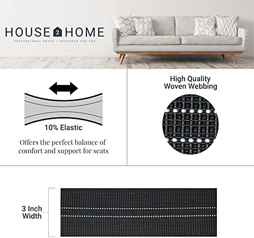 House2Home Webbing за столчиња за тревници и мебел, тапацир за мрежење за поправка на потпорите за каучи за перничиња, ширина од 3 инчи