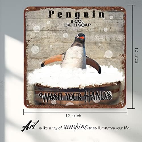 Финамил пингвин бања сапун метал калај знак измијте ги копита ретро лимен знак дома дневна соба бања декор алуминиум знак уникатен