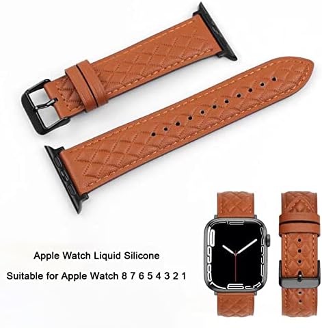 Icare луксузна оригинална рамна жито кожа Apple Watch Blandband - Суиби на сите часовници на Apple = Серија 8 7 SE 6 5 4 3 2 1- Компатибилен