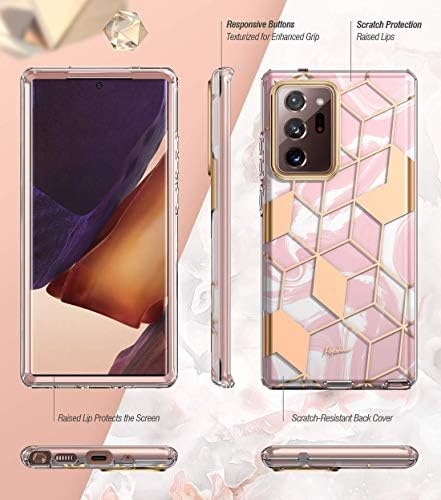 Серија на мермер Popshine за Samsung Galaxy Note 20 Ultra Case, Premium Hybrid Full Cole Protective Flexible TPU Bumper Case, без