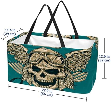 Кошница за еднократно шопинг Американски скелет преносен преклопен пикник намирници кеси за перење алишта за торба за торба за купување тота