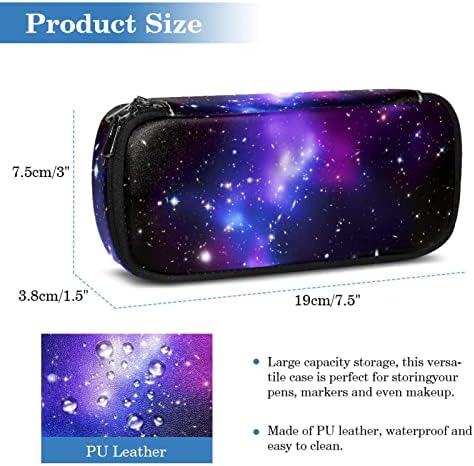 Голем капацитет молив случај Галакси виолетова длабока училишна материја за молив торбичка торба за шминка за девојчиња за тинејџери 7,5x3x1.5in