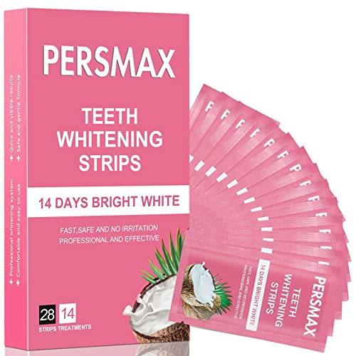 Ленти за белење на заби Персмакс, 14 третмани 28 ленти и ленти за белење на заби на масло од кокос за чувствителни заби 14 третмани