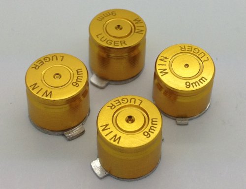 E-Mods Gaming ™ Метални копчиња за златни куршуми + Thumbsticks за двојно шок 4 PS4 контролер мод комплет