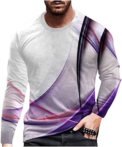Машки Кошули Со Долги Ракави Секојдневен Тркалезен Врат Класична Линија НА Пуловер 3д Печатени Обични Блузи Со Маици