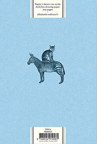 Алибабет изданија Париз - Зебра - Уметничка книга - 224 црно -бели страници, 8,25 од 5,7 инчи, постелнина за постелнина лежи рамна