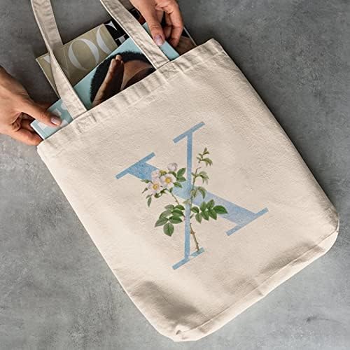 Цветен монограм буква - С -платно торба Флорална азбука за отпадоци за отпадоци за кампување на рамената на рамената торбички за жени за жени