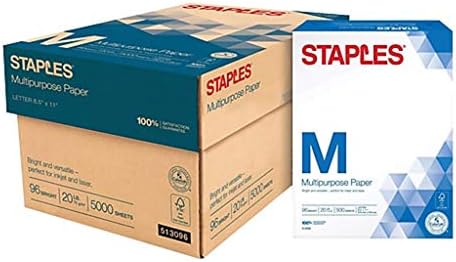 Стејплс повеќенаменски инк -џет и ласерска хартија, 8,5 x 11 , 5000 листови/картони за случаи
