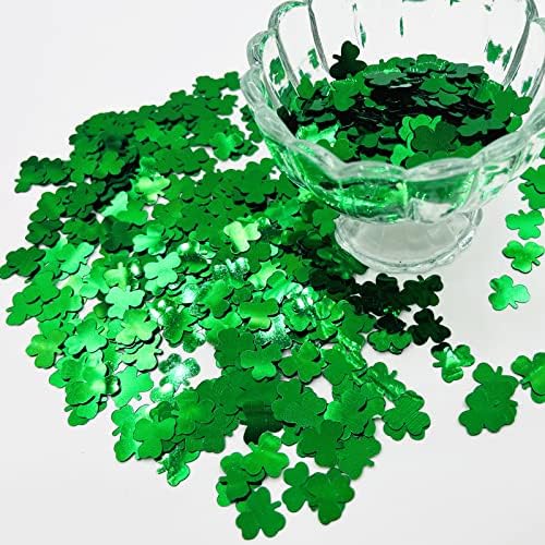 3000 парчиња зелени конфети сјај Свети Патрик Денот на среќниот детелина Шамрок исечоци сјајни ирски маса распрскуваат за украсите на Свети
