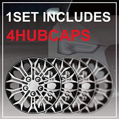 Automotive Find Automotive 15 -инчен арахнид, црно и сребрена универзална Hubcap тркала за автомобили - сет од 4 - одговара на Toyota Honda