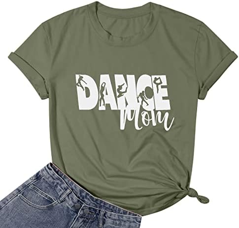 Лукицилд танц мајки кошула жени симпатична графичка маица со кратки ракави маица маички маички врвови
