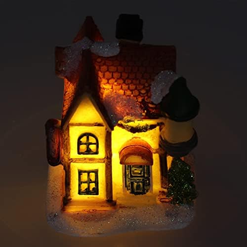 Божиќна смола куќа со LED топла светлина батерија работи Божиќни празнични забави