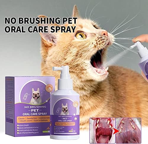 Спреј за чистење на заби на Ануи за кучиња и мачки, миленичиња орални спреј чисти заби, чистач за нега на спреј за миленичиња за миленичиња, чистач