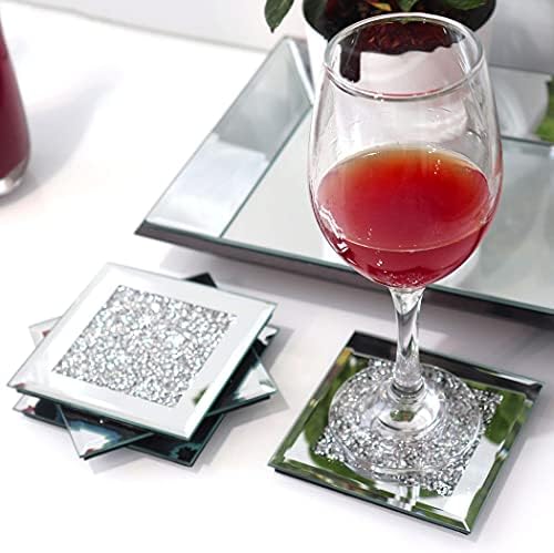 Gimorrto Glass Hirricked Coaster 8 PC, мелени дијамантски квадратни чаши 4 Мат декор на таблета за бар -алатки трпезариска маса