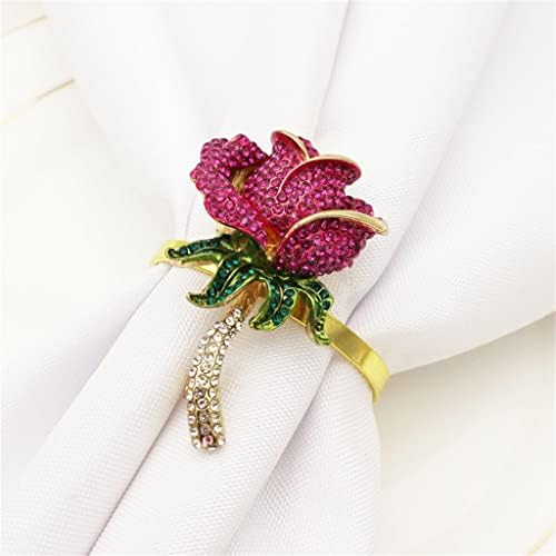 N/A 12 парчиња розово цвеќе копче за салфетка хотелска венчавка за венчавки прстен прстен прстен прстен