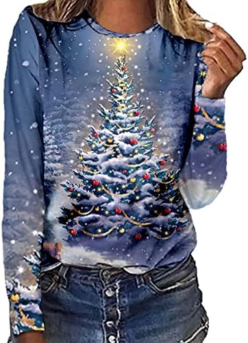 Женски западни грди божиќни маици смешни слатки новогодишни новогодишни елка празник снежен човек обичен маица маички врвови
