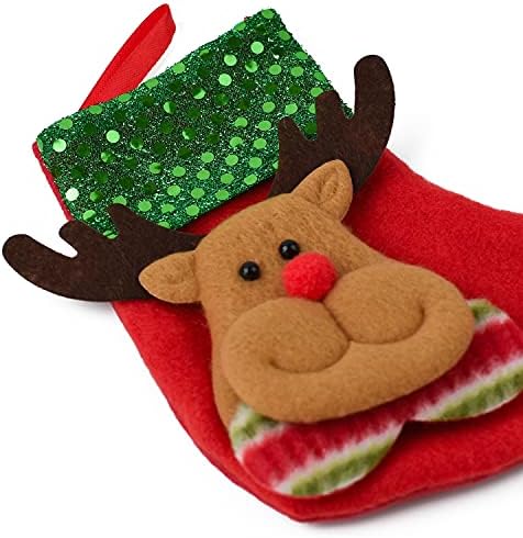 Иствио новогодишна елка што висат мини чорапи декорација мала торба за подароци за бонбони Дедо Мраз снежен ирваси и ирваси мечка декоративни