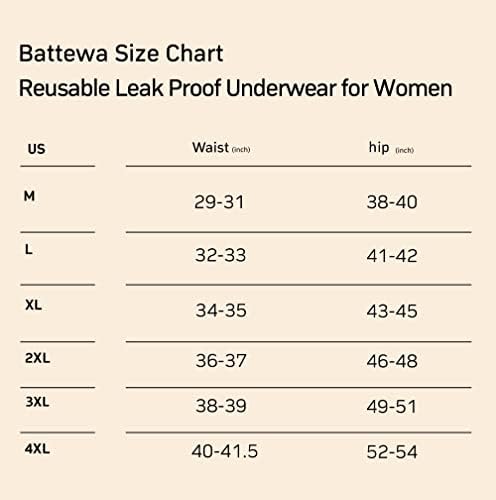 Battewa жени за еднократно инконтиненција Истек за истекување на памук долна облека, апсорпција на високи половини Редовни гаќички за