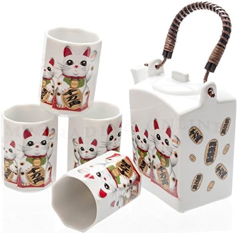 Јапонски 5-парчиња Манеки Неко чај со мачки со уникатен дизајн