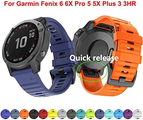 EGSDSE за Garmin Fenix ​​6s 6 6x Pro 5s 5 5x Plus Easy Fit Silicone Watchband Брзо издание 20 22 26мм за Fenix ​​3HR моден зглоб
