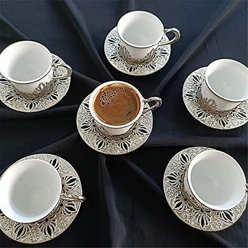 ШОЛЈИ За Кафе ZLXDP Сет од 6 И Чинии 3 Унца Порцелан Грчки Демитас Порцелански Чаши За Сервирање