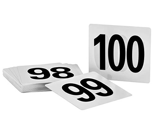 Алпски индустрии двострани броеви на пластични табели - 4x4 инчи картички со тешки броеви - Совршени за ресторани, установи и специјални