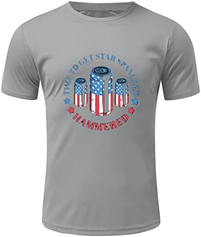 Патриотски маички со кратки ракави за бебие, лето американско знаме за печатење на екипаж, случајно лабава мода основни врвови на врвови