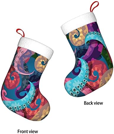 Божиќни чорапи за божиќни шарени виножито подводно животно двострано камин што виси чорапи