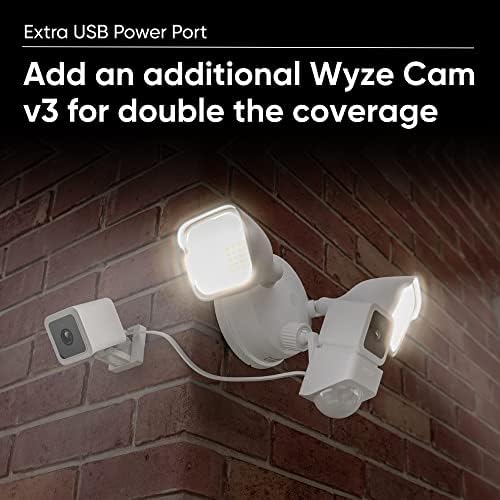 Поплавување на светло на Wyze Cam со 2600 LEMEN LED диоди, жичен 1080p HD IP65 на отворено паметен безбедносен фотоапарат, ноќно